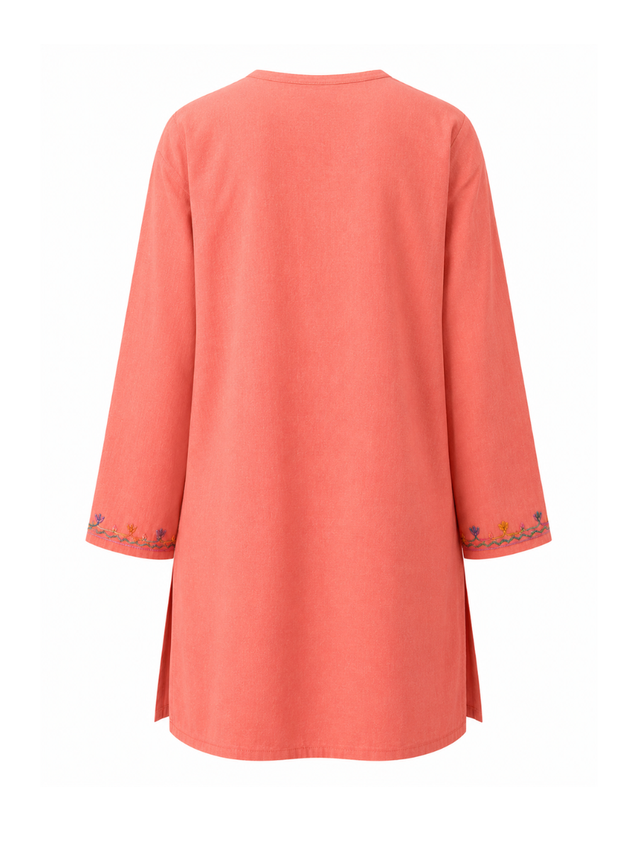 Noor : Aari embroidery summer kurti | Rose Pink